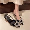 Мода Лето Новая Мода Женские Босоножки на Высоком Каблуке Острый Носок Украшенные Стразами Босоножки с Острым Носком Женская Элегантная Женская Обувь