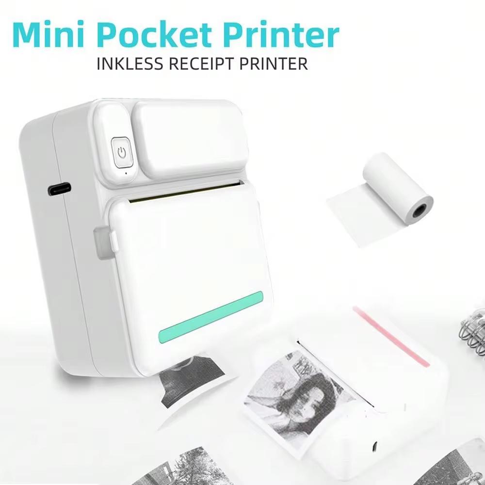 Принтер для наклеек с рулонами бумаги для наклеек, Bluetooth-термопечать, совместимая с iOS и Android, для карточек, DIY, заметок