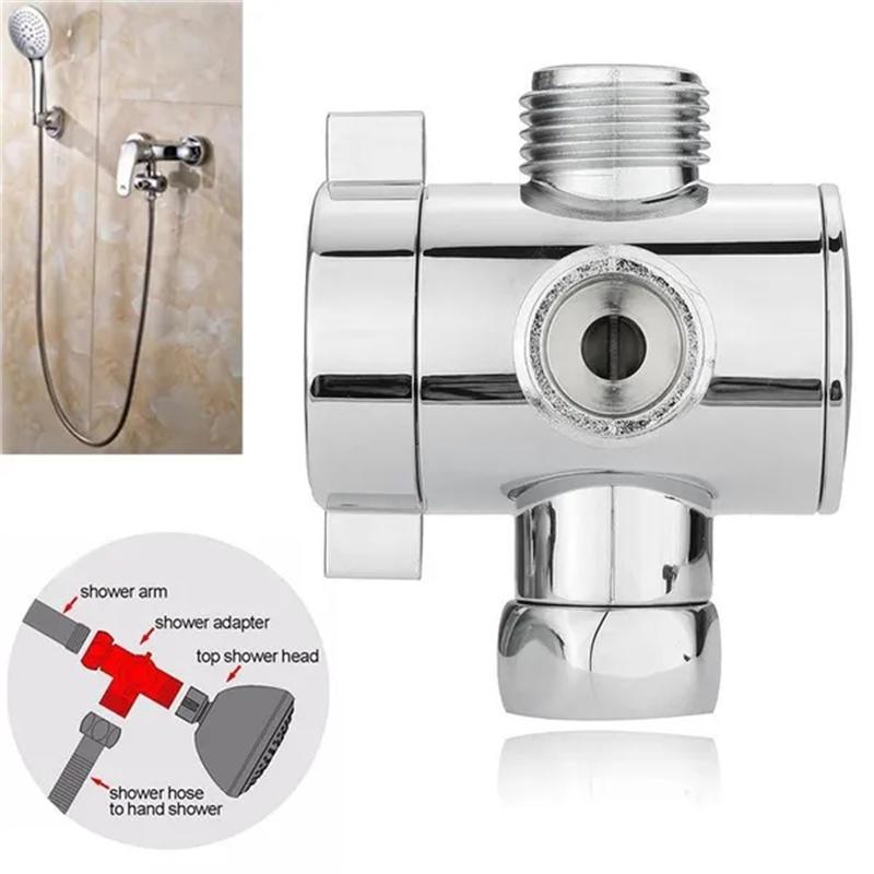 1/2'' 3-Way T-adapter Diverter Valve Adjustable Shower Head Arm Mounted Diverter Valve Bathroom Hardware Accessory