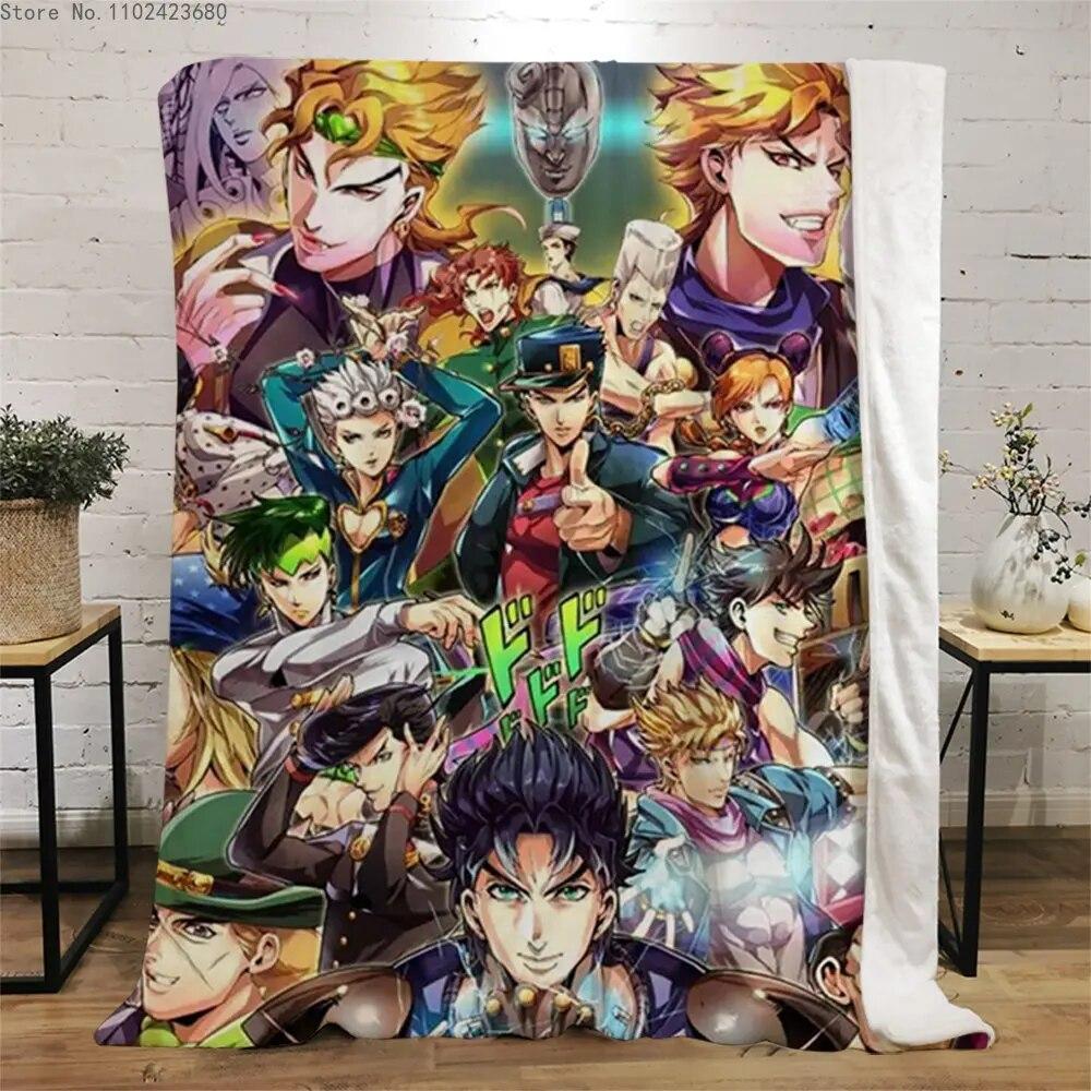 Фланелевые одеяла японского аниме «JoJo Bizarre Adventure» с принтом для детей и взрослых, одеяло, диван, путешествие, одеяло для студентов-подростков