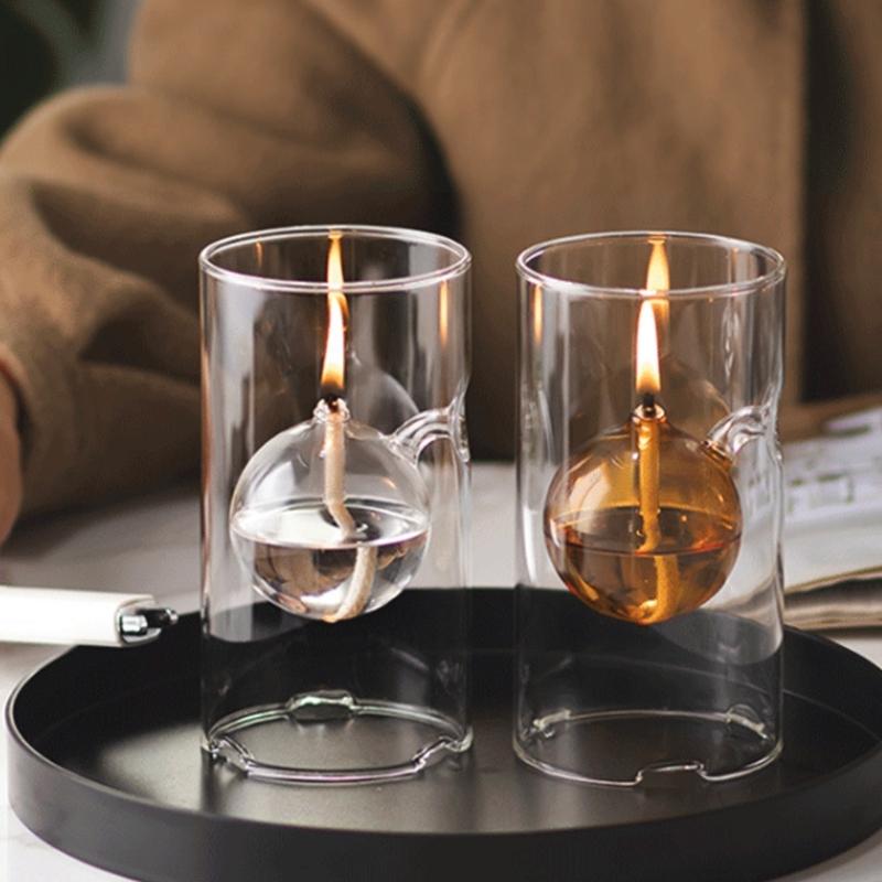 Стеклянные масляные свечи многоразового использования Стиль «Торнадо» Подсвечники Многоразовые Жидкие свечи Использовать с жидким парафином / керосином для ламп