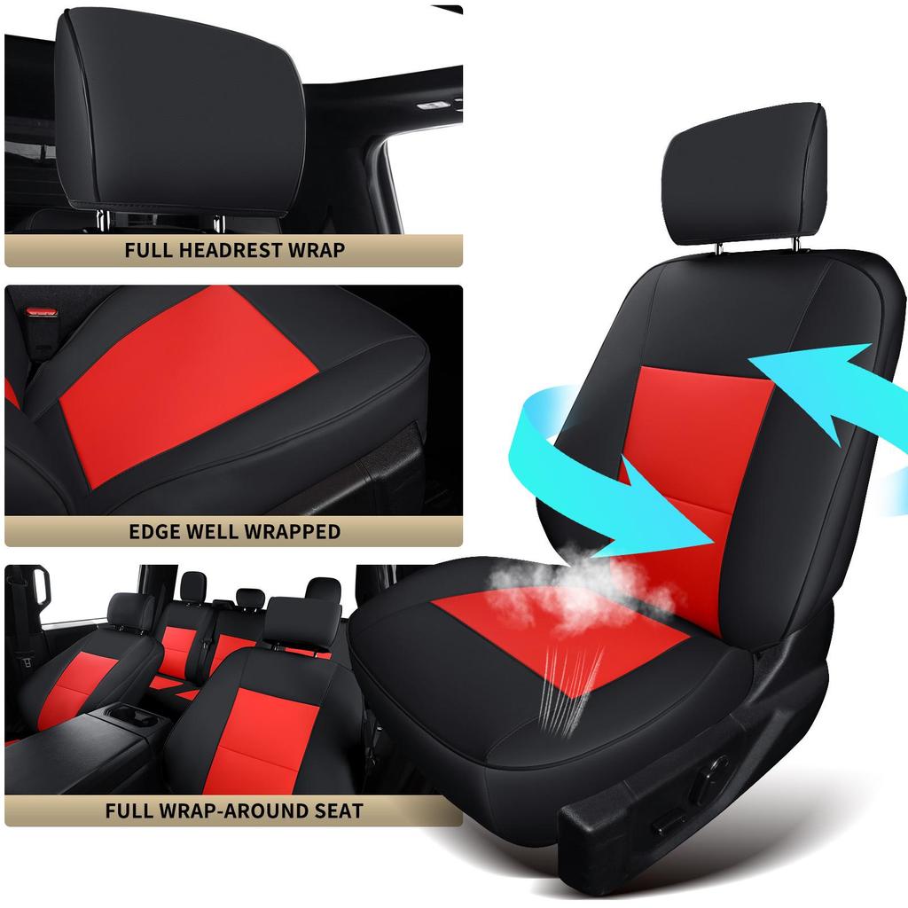 Ford Raptor F150 Leather All-Season Seat Cover, Fully Wrapped, Vehicle-Specific Cushion
