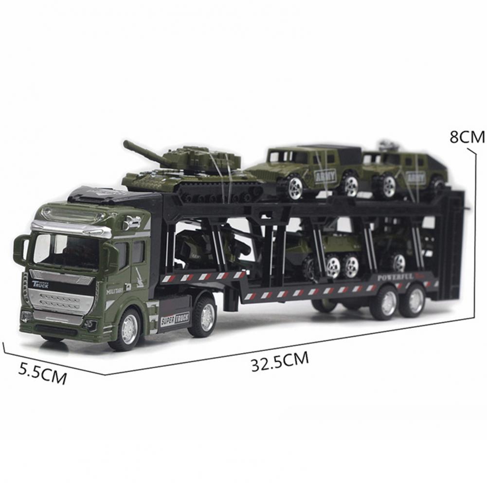 Масштаб 1/48, 1 комплект, модель транспортера с 6 мини-танками, модель литья под давлением из сплава, съемная игрушка с откатом, армейский зеленый симулятор, военный