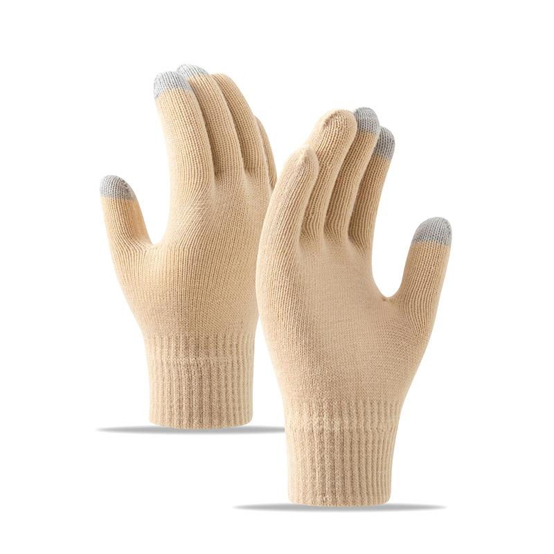 Winter Touch Screen Gloves Women Men Warm Stretch Knit Mittens Imitation Wool Full Finger Guantes Female Crochet Thicken