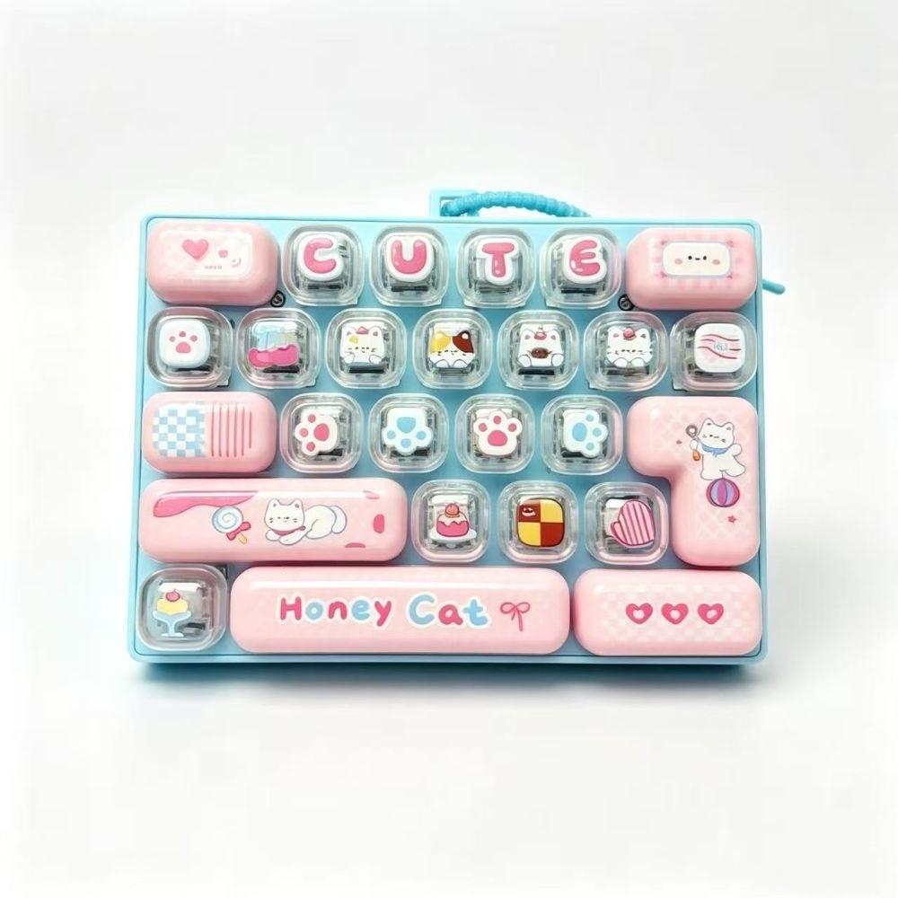 Transparent Dual-Tone Decompression Button Toy Cute Design Keyboard Keychain Children's Bag