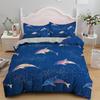 Пододеяльник Dolphin Ocean King Queen Милый 3D Постельный комплект с морскими животными для детей, подростков, взрослых Косяк рыб Синий 2/3 шт.