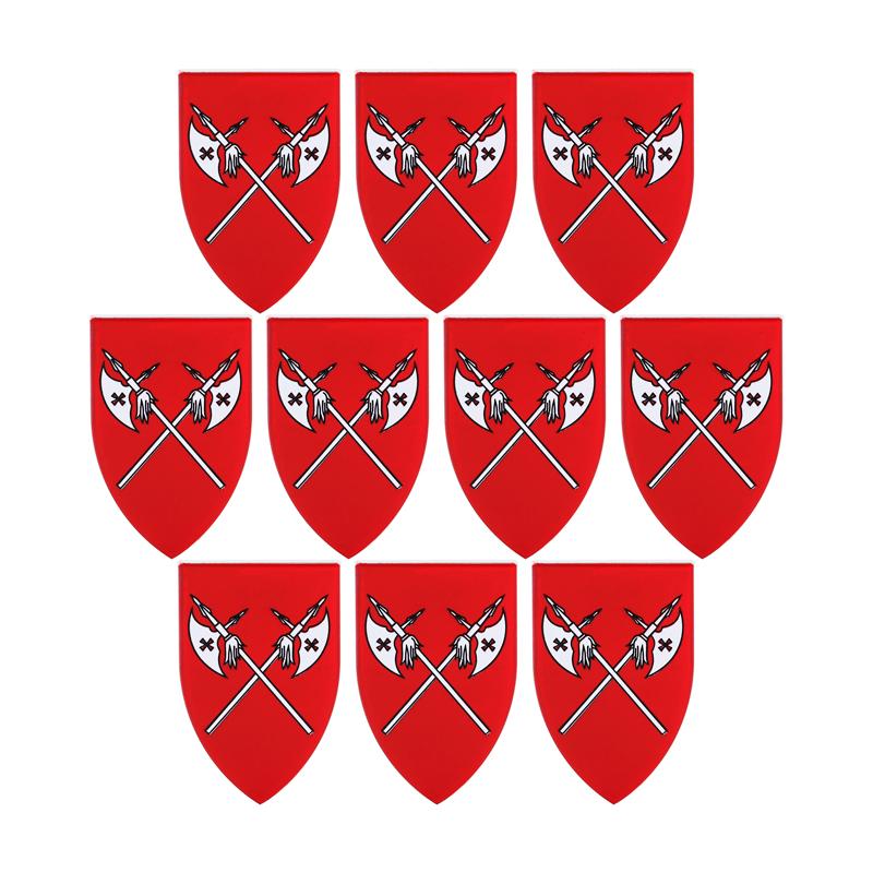 MOC Средневековый Военный Замок Оружие Римский Рыцарь Шлем Щит Аксессуары Строительные Блоки Зеленый Дракон Лев Крестоносец Кирпичи Игрушка