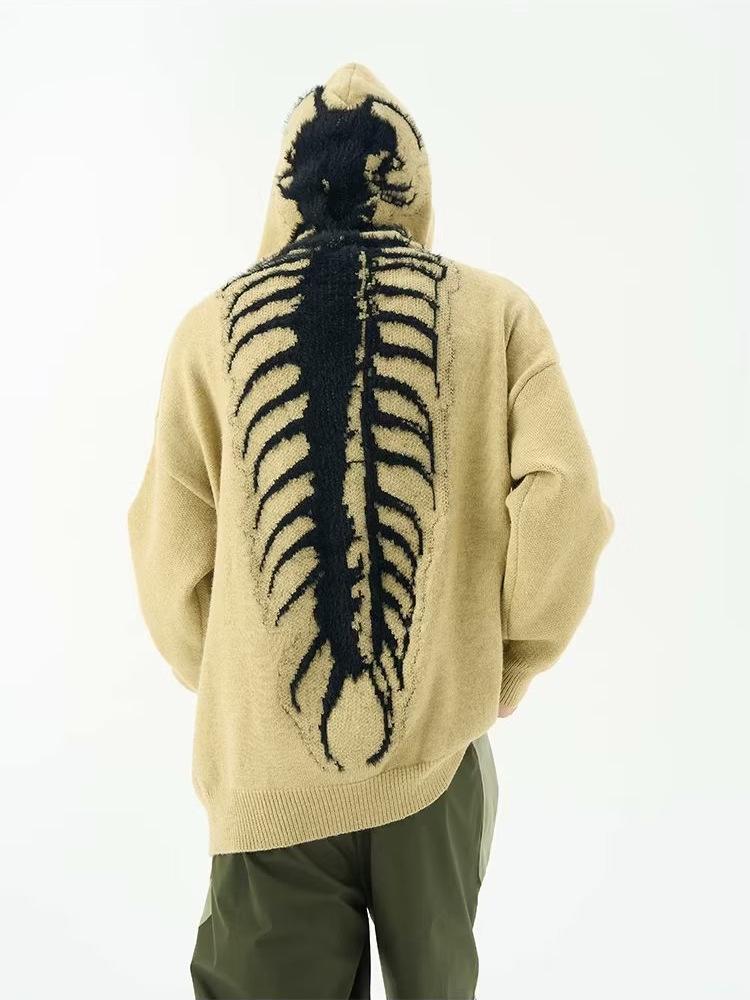 Унисекс Ретро Вязаный Худи – Кардиган Свободного Кроя