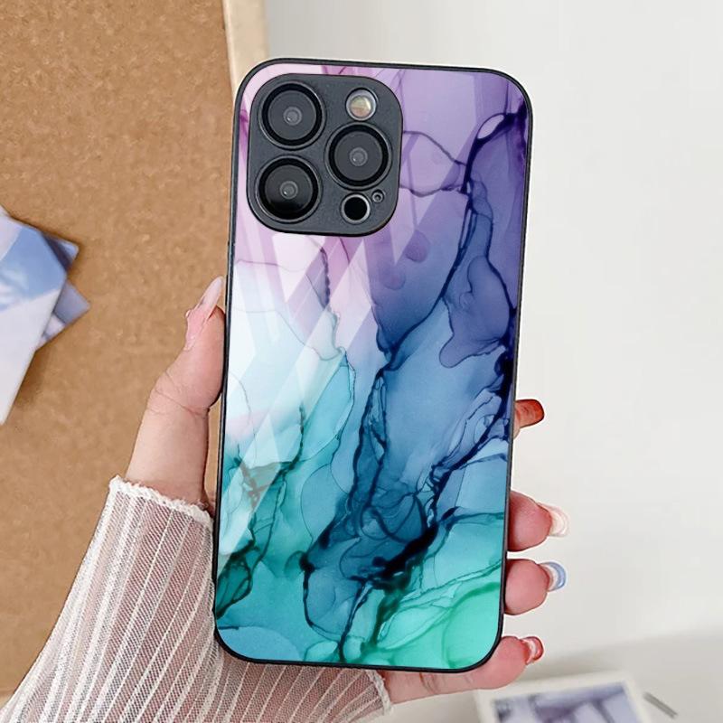 Подходит для iPhone17 красивый мраморный металлический окрас защитный чехол для мобильного телефона со всех сторон 13 мелких отверстий 16/15/14 стекло