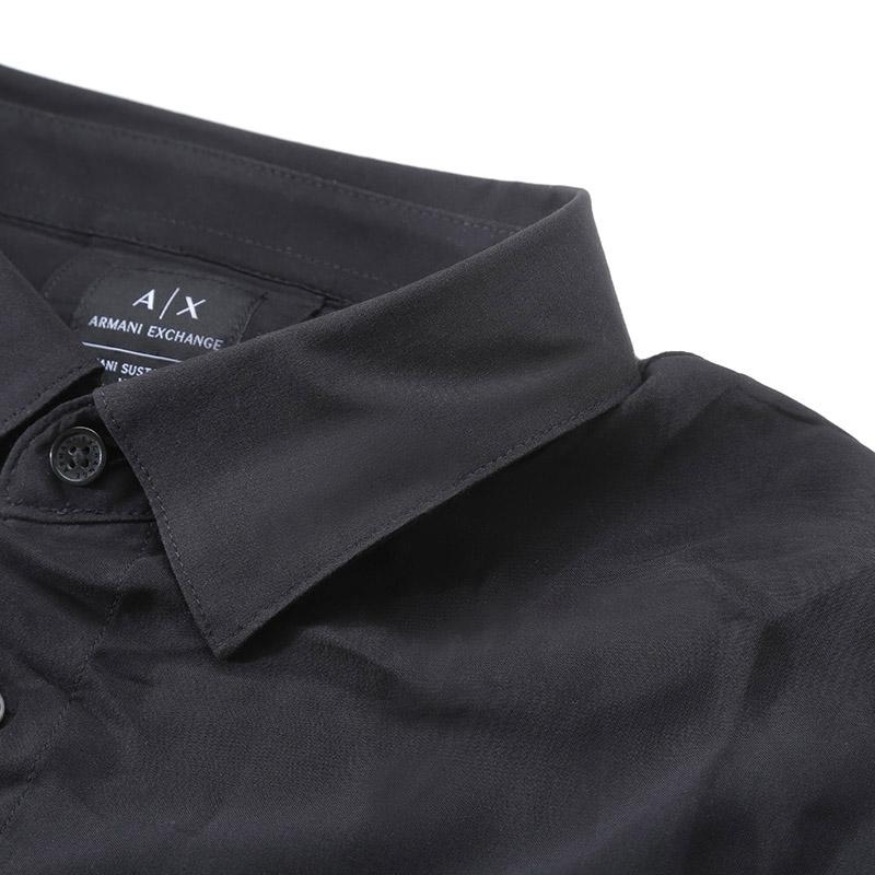 Armani Exchange Серия "Устойчивое развитие" Однотонная рубашка с длинным рукавом, на пуговицах, повседневная, свободного кроя, мужская, Черная 6RZC10-ZNRNZ-1200