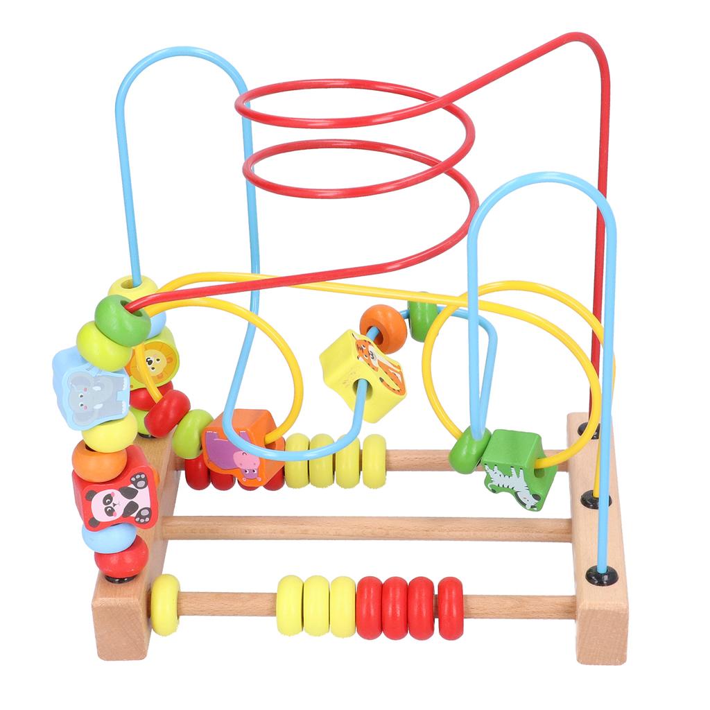 Wooden Bead Maze Game Bright Color Cartoon Early Educational Learning Beads Toy