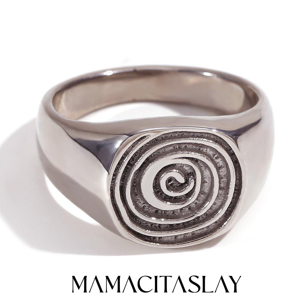 MamacitaSlay 2026 Новый Дизайн Кольца Спиральная Текстура Катушка Позолота 18K Нержавеющая Сталь Водонепроницаемые Украшения Простой Подарок для Женщин