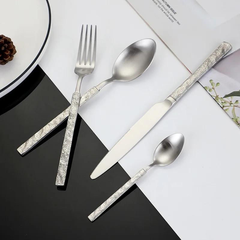 4pcs Tableware Set Stainless Steel Dinnerware Steak Knife Fork Coffee Spoon Teaspoon Flatware Dishwasher Safe Kitchen Tablewar