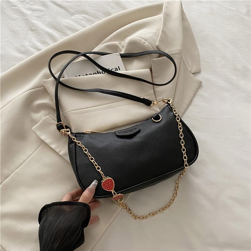 Retro Casual Underarm Bag Women's Summer New Fashion Chain Lychee Pattern Small Square Bag Shoulder Bag
