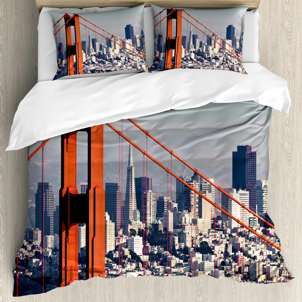 United States Duvet Cover Set Newspaper New York with Texts Lipstick Vintage Bedding Set Double Queen King Polyester Qulit Cover