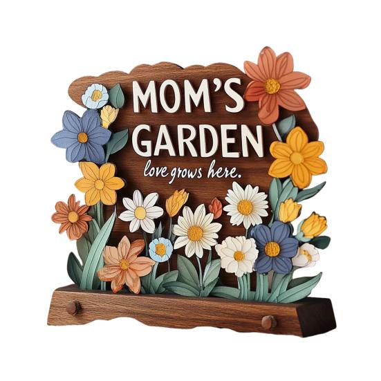 Украшение для сада мамы «Любовь растет здесь» Знак с деревянной основой Украшение для стола в центре Подарки на День матери День рождения