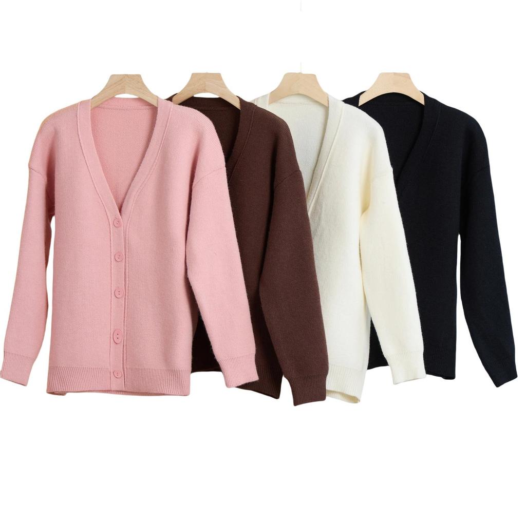 Single-breasted Knitted Cardigan Jacket Loose Long-sleeved Warm Top