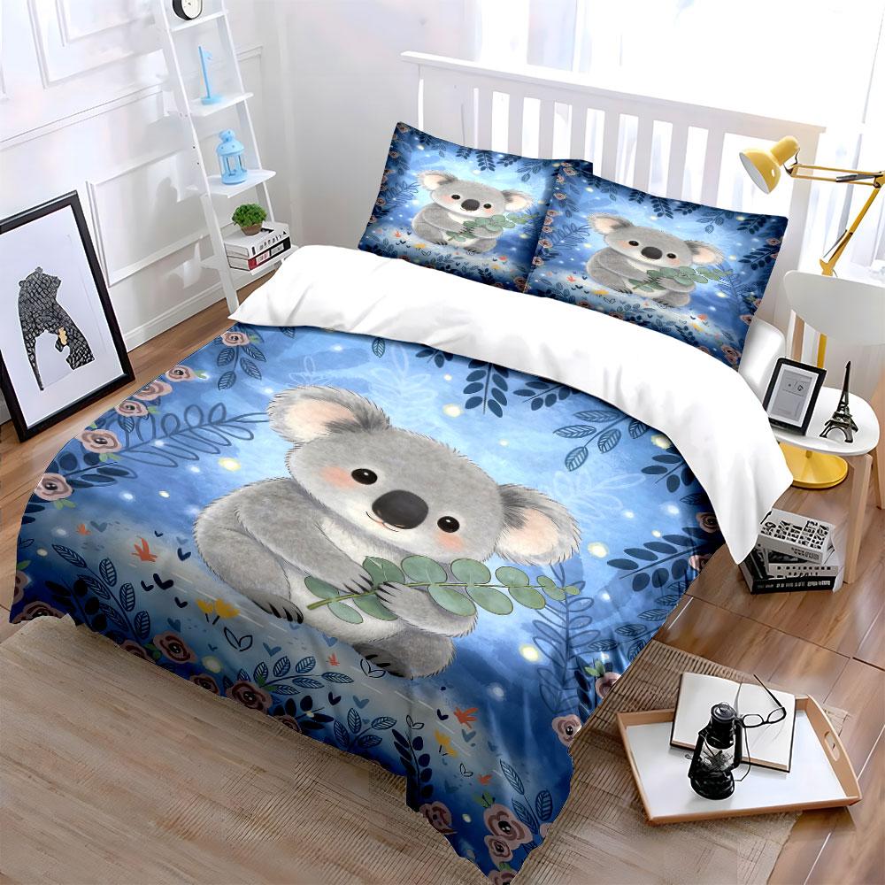 Koala holding eucalyptus leaves. Bedding sets Duvet cover sets Duvet covers Pillowcases(1 * Duvet Cover 2 * Pillowcases without duvet insert)