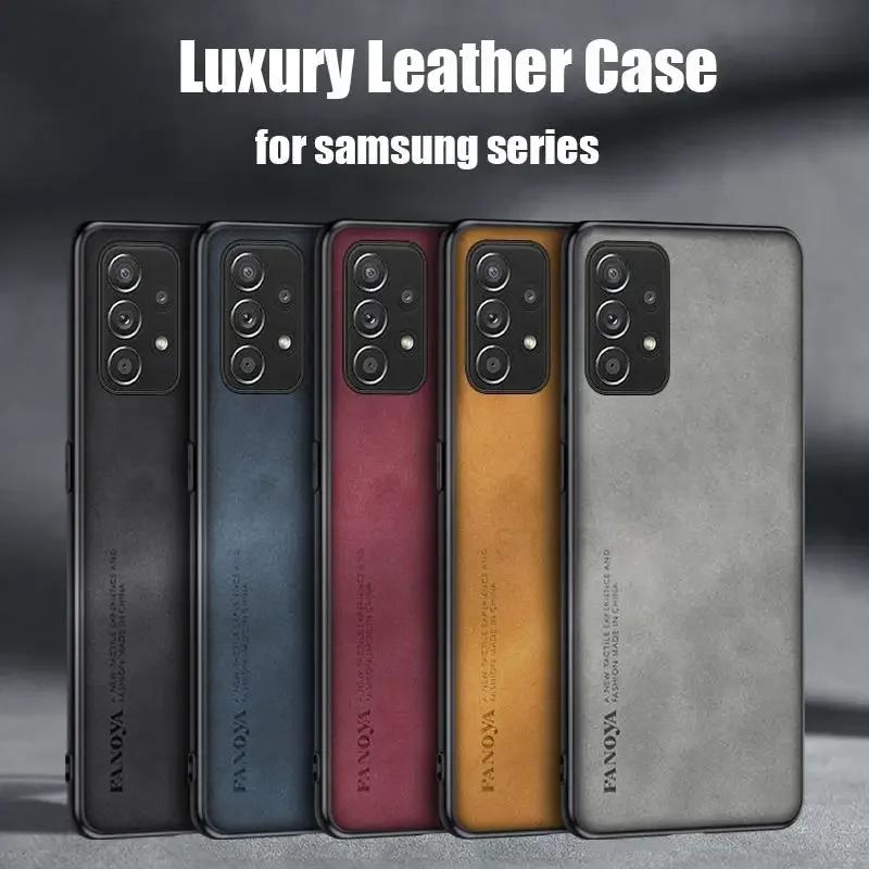 Роскошный кожаный чехол из овчины для Samsung Galaxy A55 A35 A25 A15 A54 A34 A24 A14 A73 A53 A33 A23 A72 A52 32 M55 4G 5G Задняя крышка