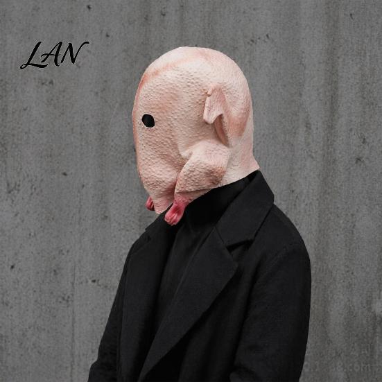 Soft Latex Animal Head Mask Halloween Mask, Realistic Turkey Shape, Breathable Full Unique Thanksgiving Day Costume Cover, for Party Dress Up Cosplay
