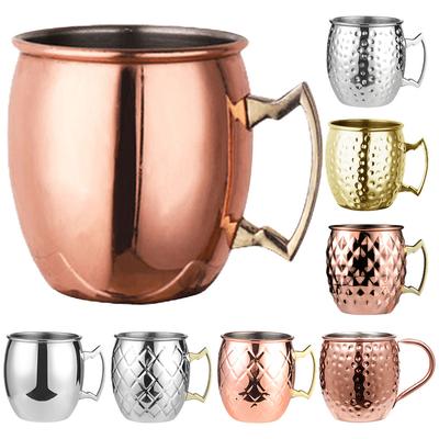 Кружка для Moscow Mule из нержавеющей стали, пивная кружка с ручкой, посуда для напитков, с медным покрытием, для холодных напитков, пива, вина, баров, вечеринок, подарков