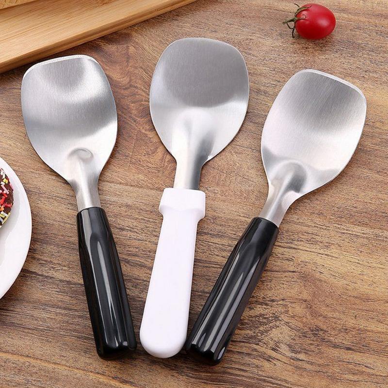 Ложка для замороженного йогурта из нержавеющей стали, ложка-лопатка для мороженого для твердого или десертов, плоская лопатка, инструмент для резки масла для замороженного