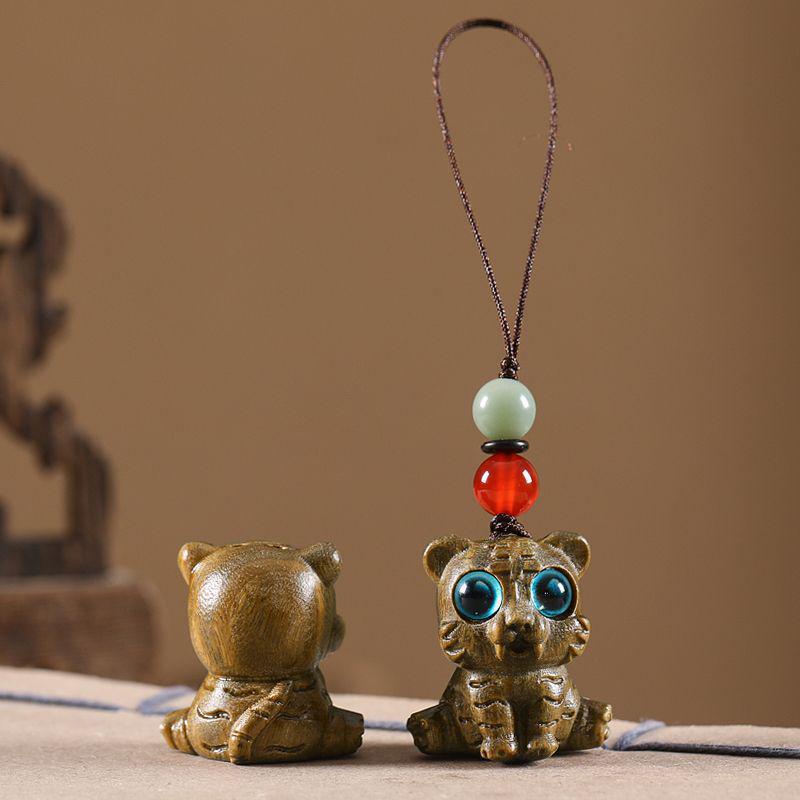 Auspicious Green Sandalwood Dragon Zodiac Cartoon Keychain & Universal Phone Lanyard