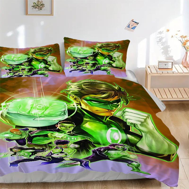 3pcs Green Lantern Corps Cover Set,Soft Comfortable Duvet Cover,Guest Room (1*Duvet Cover + 2*Pillowcases, Without Core) yy251024045