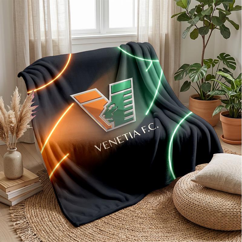 Venezia FC Football Print Flannel Blanket, Soft Warm Lightweight Throw Blanket for Sofa Bed Camping