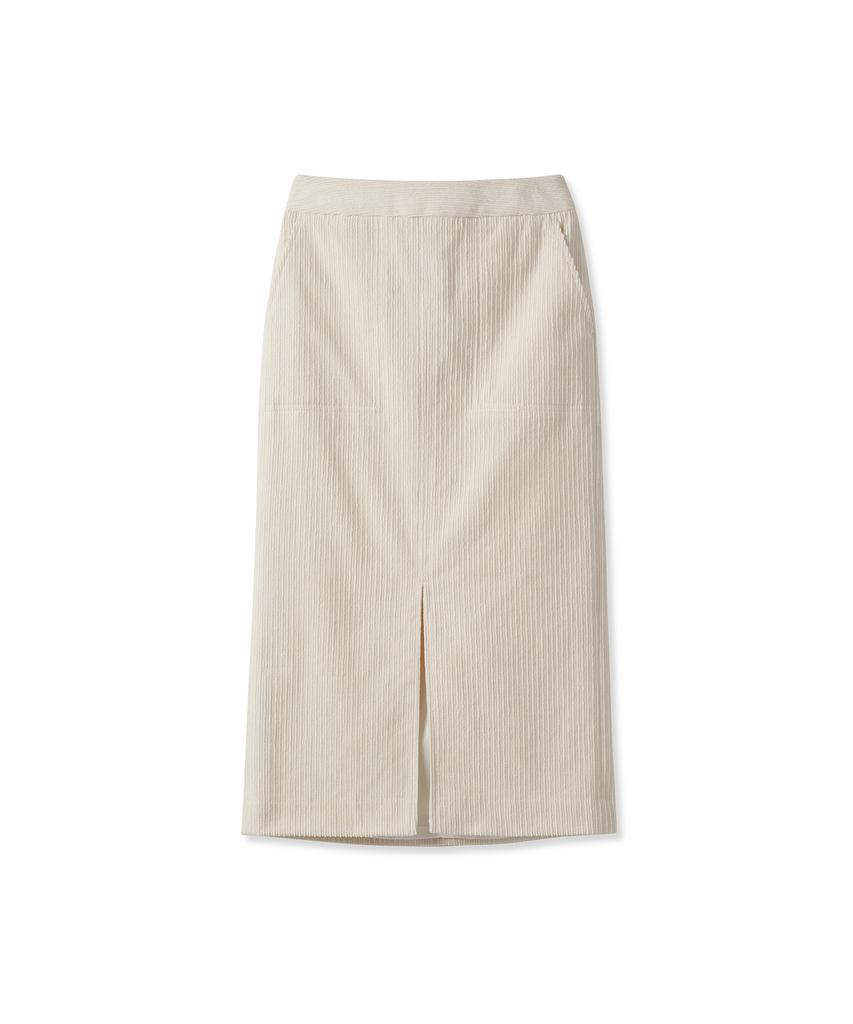 IOLO Women'S Corduroy Slit Skirt_Ivory