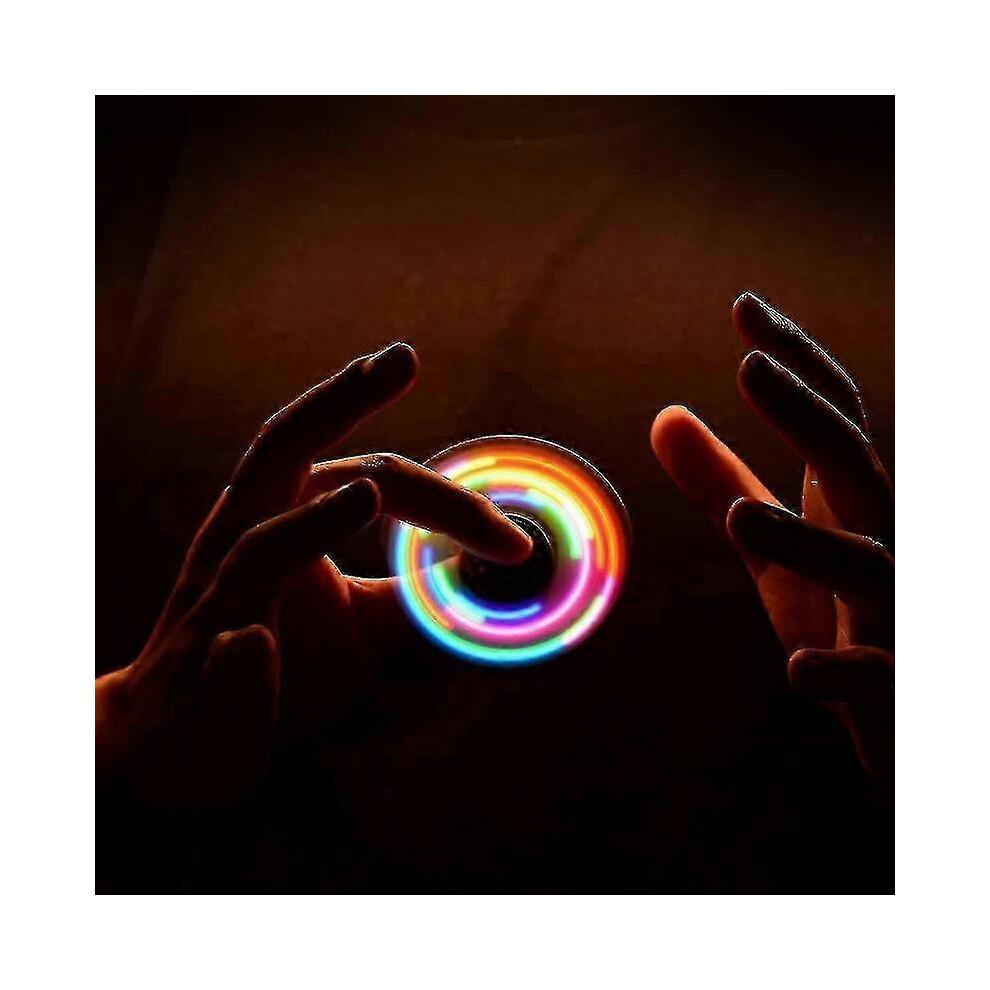 Metal Led Light Up Fidget Spinner - Party Favor With Ample Light Show - Anxiety Relief Sensory Toys For Kids Adults-Yvan