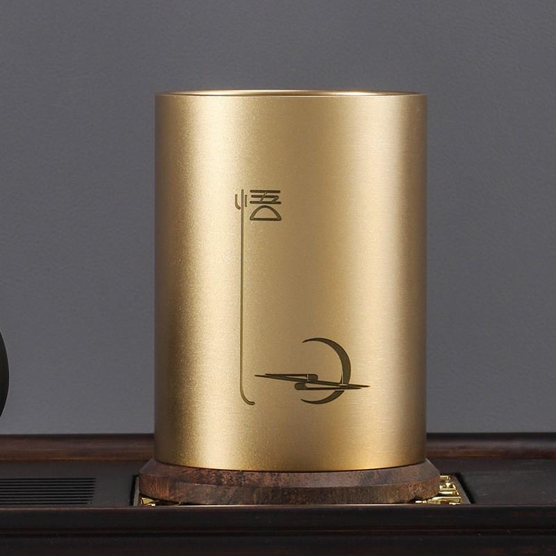 Brass Tea Ceremony Accessory Holder Set Six Tools Organizer Cylinder Home Decor