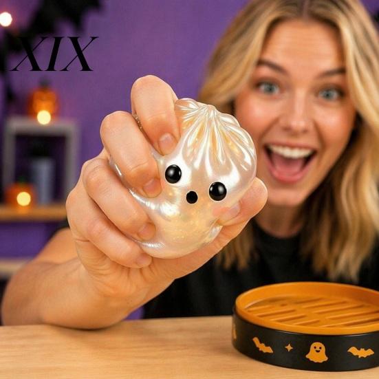 Сенсорная игрушка для снятия стресса 1/6 шт. Хэллоуинская игрушка-лепка в виде пельменя, Дьявольская тыква, Глазное яблоко, Скелет, Сжималки для снятия тревоги, Тестовая булочка-фиджет с пароваркой,