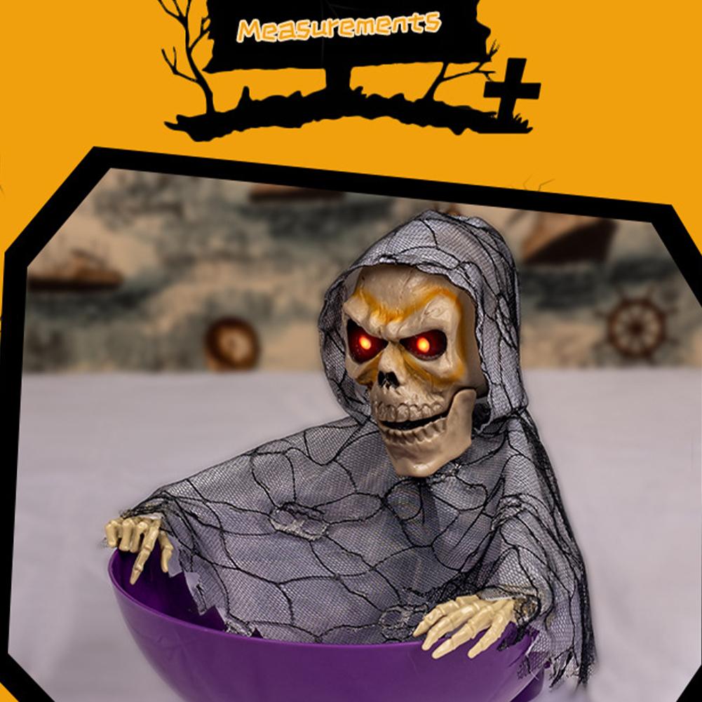 Хэллоуин Украшение Электрическая Конфетница в виде фрукта Светящаяся Сенсорная Качающаяся и Говорящая Электрическая Игрушка Скелет