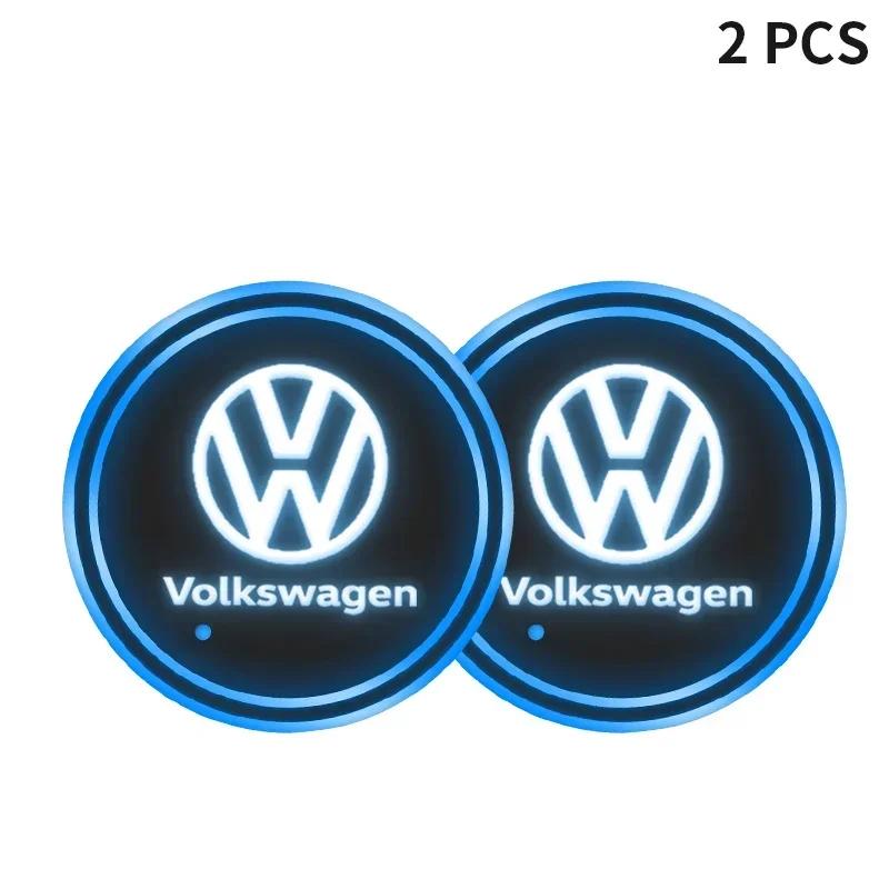 Для Volkswagen VW Светодиодный держатель для стакана/напитка в машине с логотипом, USB-зарядка, Светящаяся подставка для Volkswagen Sagitar GTI Polo Passat R-Lin