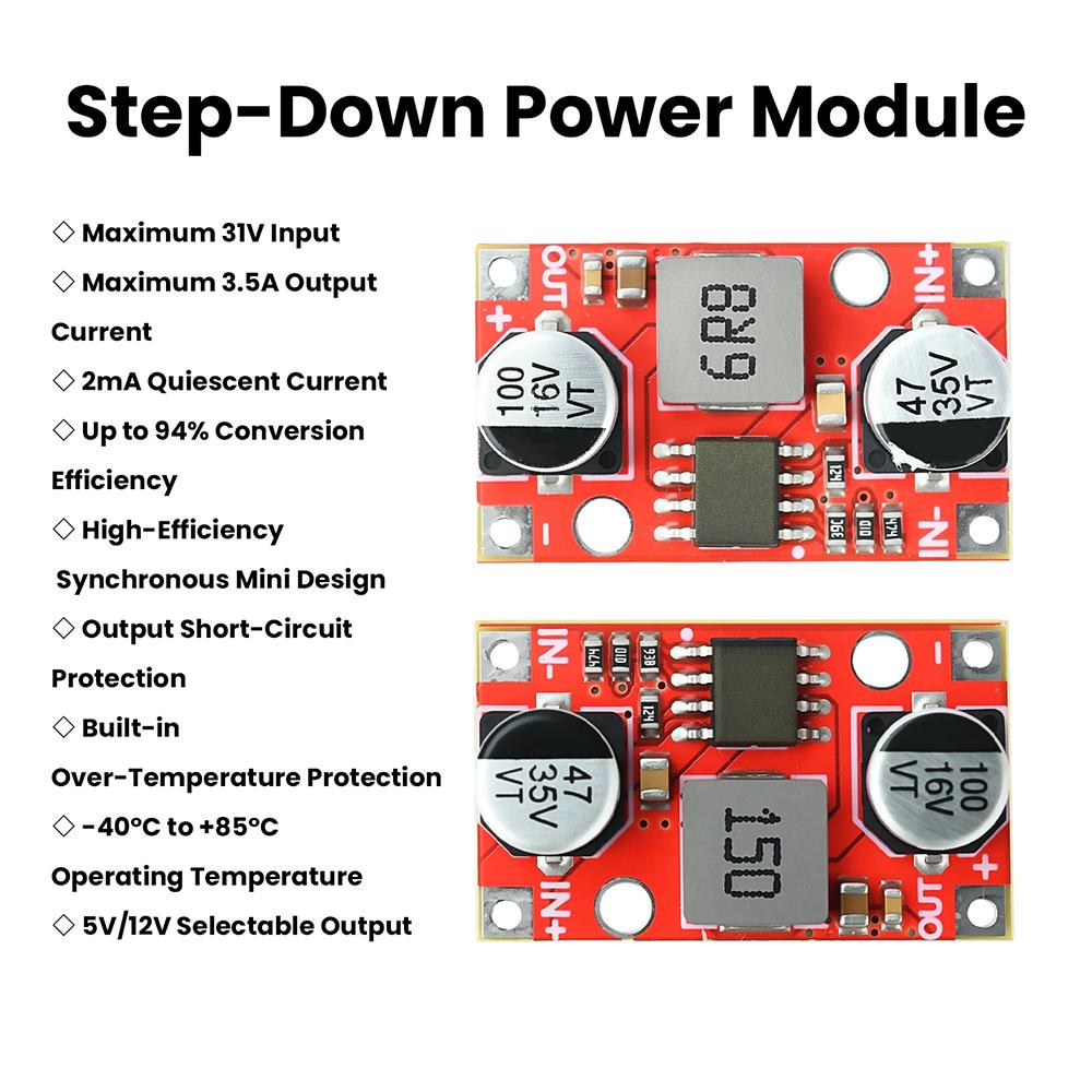 5PCS DC-DC Step Down Power Module 7-31V to 5V/12V 3.5A High Efficiency Converter with Short Circuit Protection