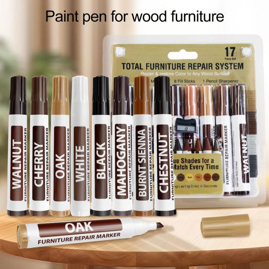 1 комплект для ремонта царапин на деревянной мебели с маркером для подкраски 6/8/10 цветов, ручка для удаления пятен и ремонта царапин на деревянном полу и столе