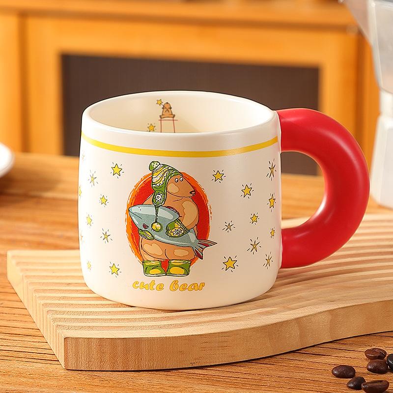 Кружка в стиле ретро Nordic Bear Milk, милая креативная подарочная кофейная керамическая чашка, подарочная чашка