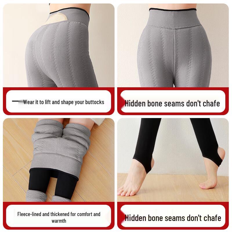 Langsana Women's High-Waist 100% Wool Thermal Stirrup Leggings