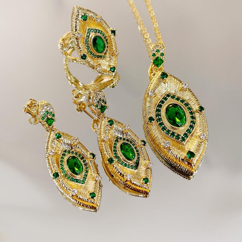 Sace Gems Классические кольца из медного сплава с цирконием, серьги, кулон, ожерелье, комплекты ювелирных изделий, подарки для свадебной вечеринки