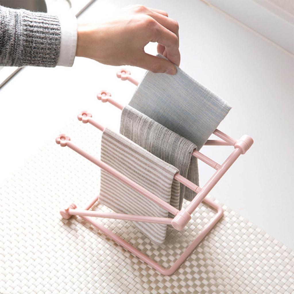 Countertop Dishcloth Drying Rack 4 Arms Folding Vertical Hand Towel Stand Dish Rag Storage Holder