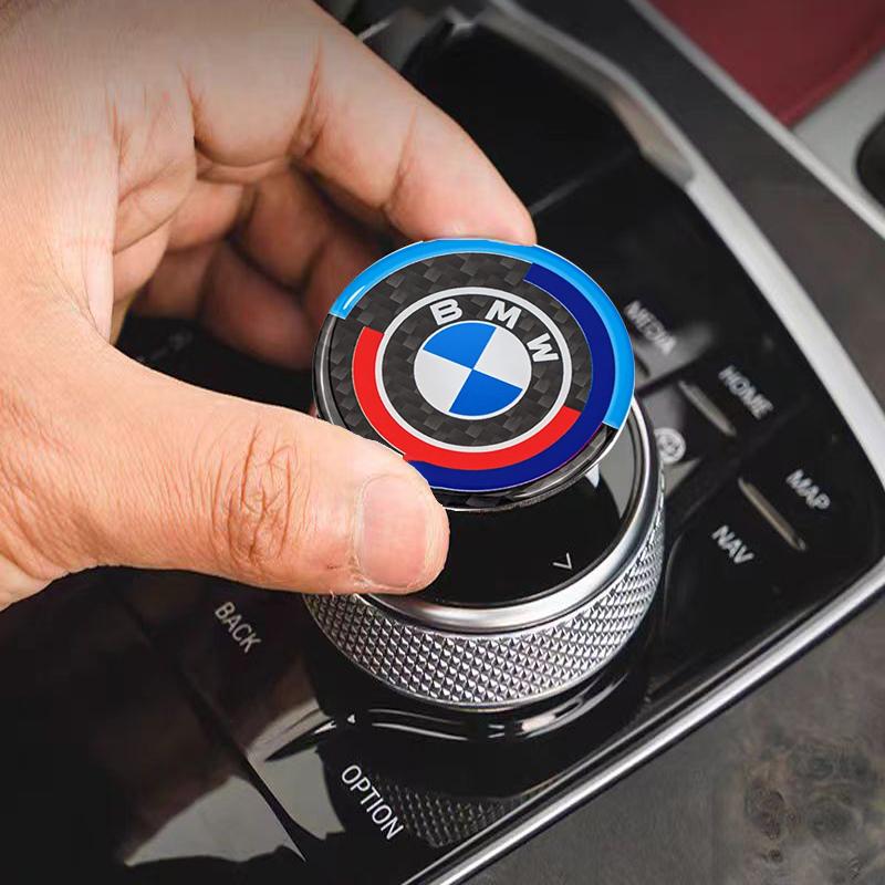 BMW Car M Power Emblem Multimedia Button Cover Trim Knob Stickers For BMW M G20 G30 F10 F40 F44 F34 F30 G01 G02 G05 G06 G07 F25