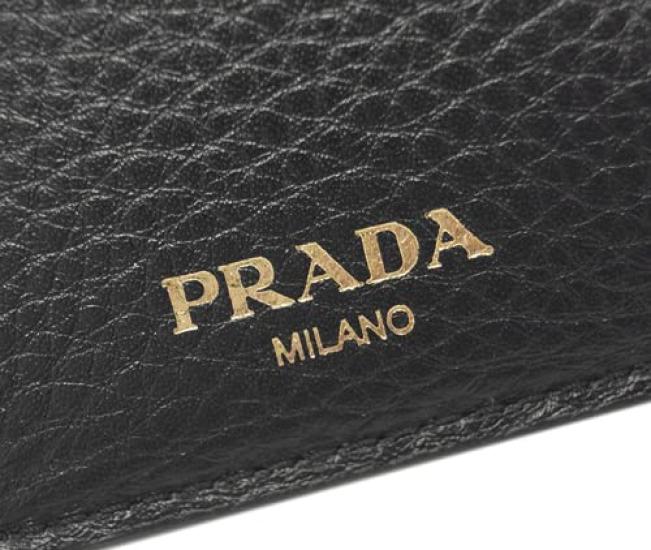 Кошелек Prada 1MH021 PRADA с кошельком для монет GL с логотипом VITELLO GRAIN NERO из телячьей кожи с черной золотой фурнитурой, тройное сложение [предмет]