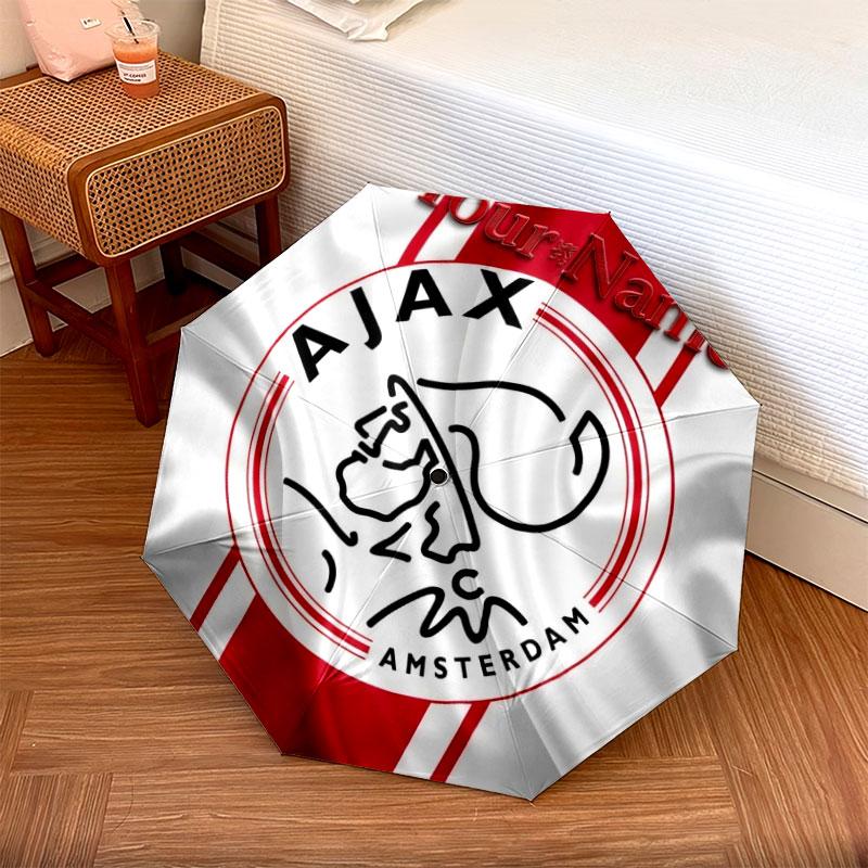 1 шт. Автоматический складной зонт - AFC Ajax, узор с индивидуальным названием, портативный и складной дизайн с 8 спицами, Рождественские и Дни рождения