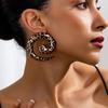 "Leopard Geometric Spiral Circle Earrings - Bold & Trendy Design"