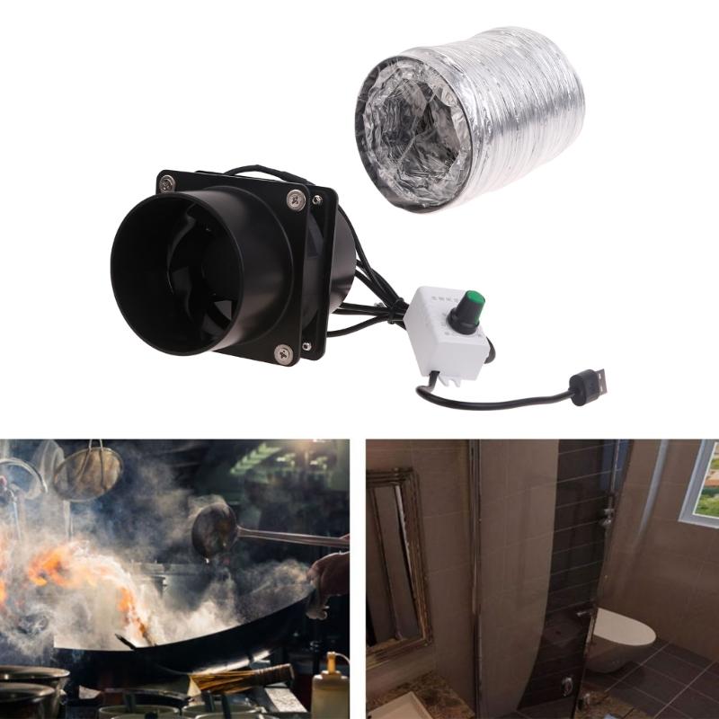 Compact and Portable Fume Extractor Fan with Duct Pipe and Ventilation Tubing for Kitchen and Bathroom Use - USB Powered