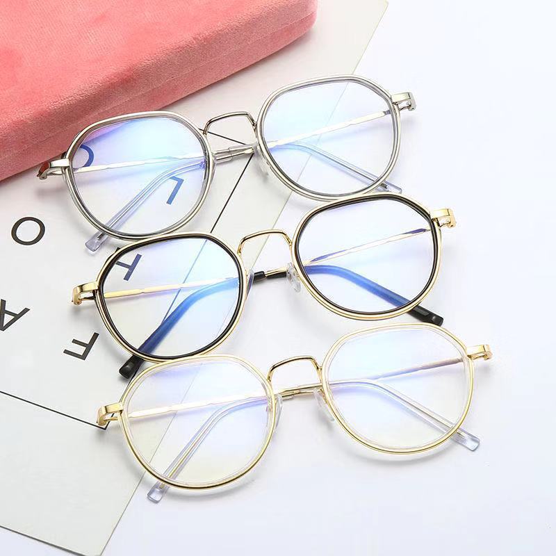Анти-синий свет студенческие очки плоские легкие оправа женские простые очки полигональные близорукость готовые очки 7708