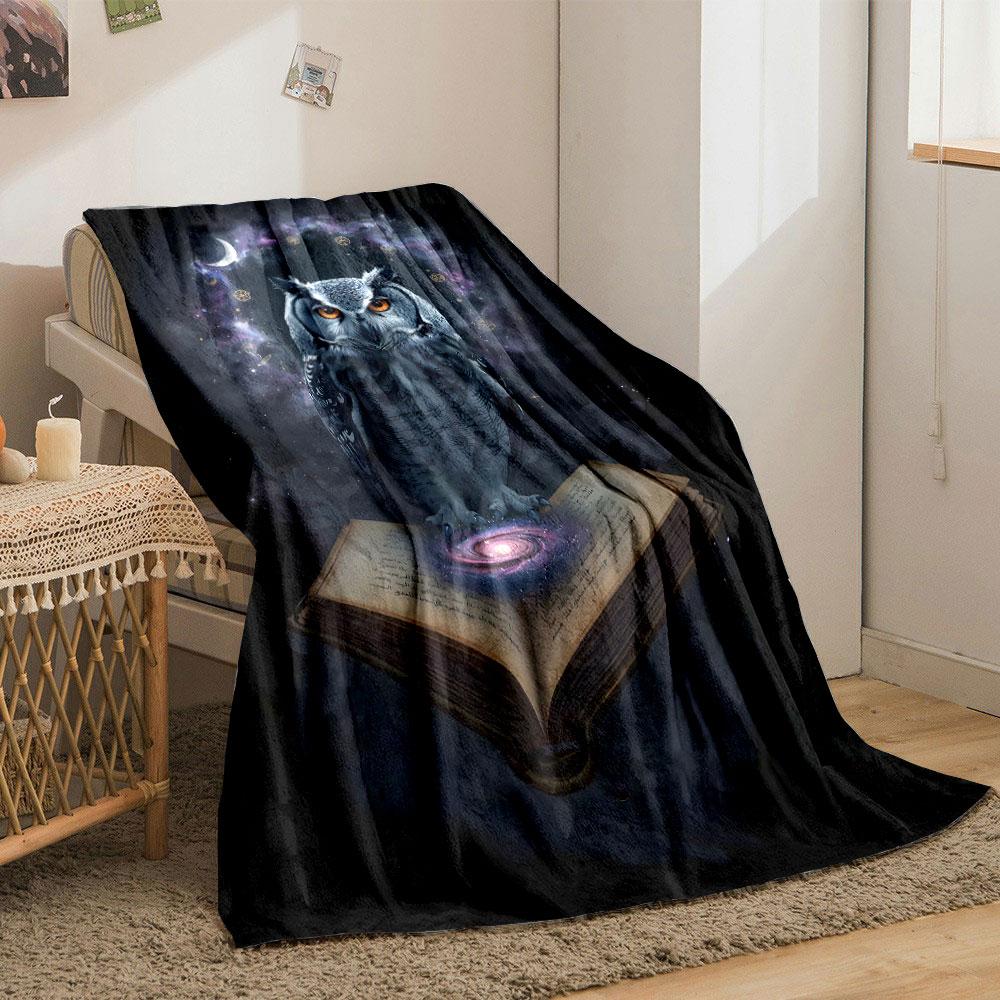 Mystical Owl with Cosmic Book print blanket soft and cozy perfect for the living room bed sofa or a nap,gift