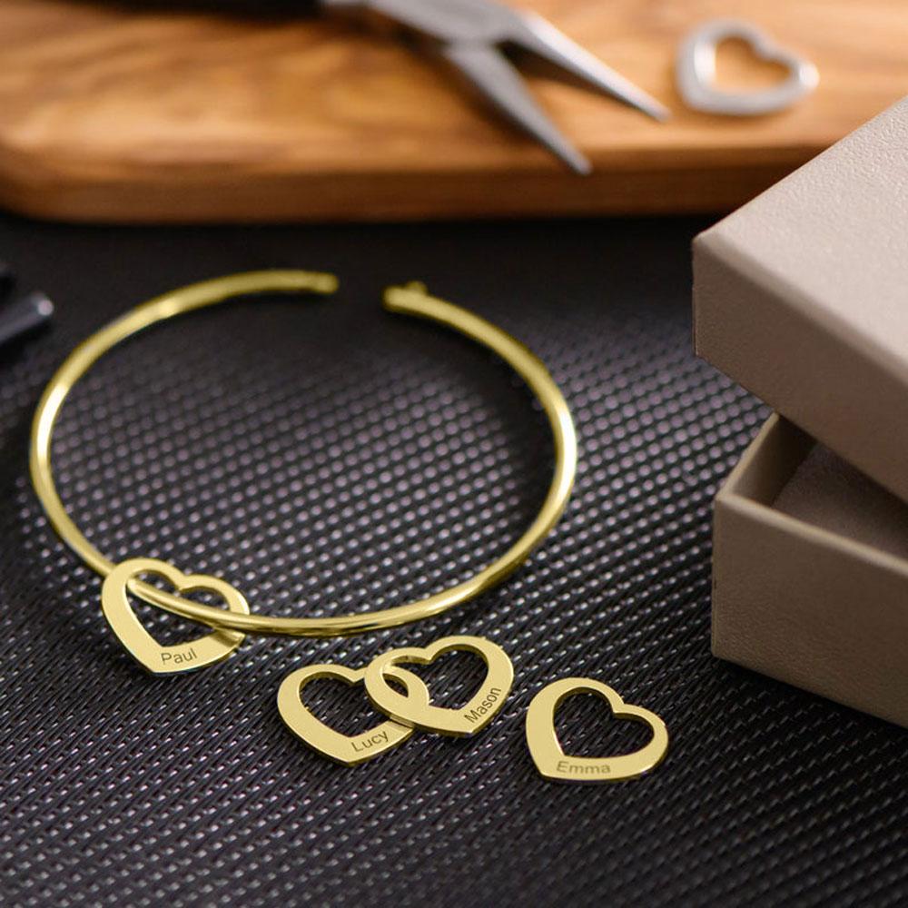 Fils новый заказ гравировка имя сердце подвески браслеты для женщин персонализированный браслет из нержавеющей стали по индивидуальному заказу DIY ювелирные изделия