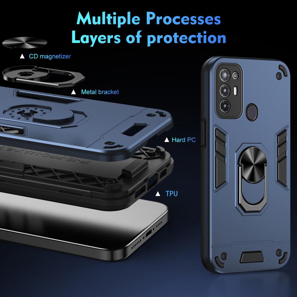 For ZTE Blade A52 Case PC+TPU Armor Phone Cover with Car Mount Kickstand